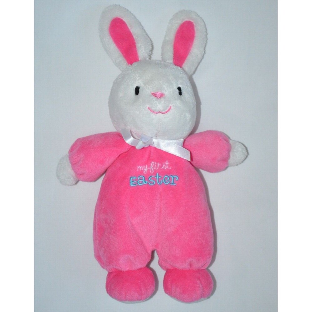Carters Just One You Bunny Rabbit Plush Rattle  Pink First  Easter 9" Toy  Lovey
